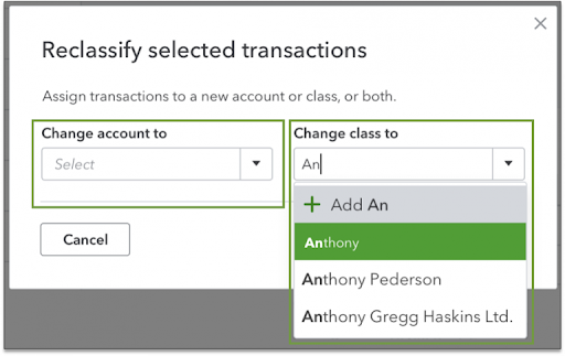 Reclassify Selected Transections