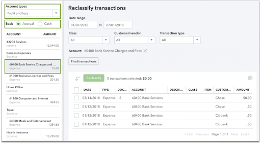 Reclassify Transections