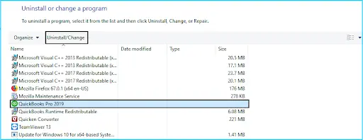 Uninstall QuickBooks