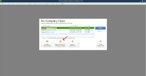Open the Company File in QuickBooks