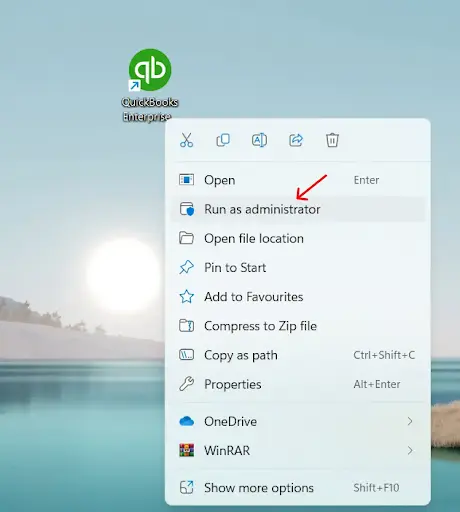 Run QuickBooks as an Administrator